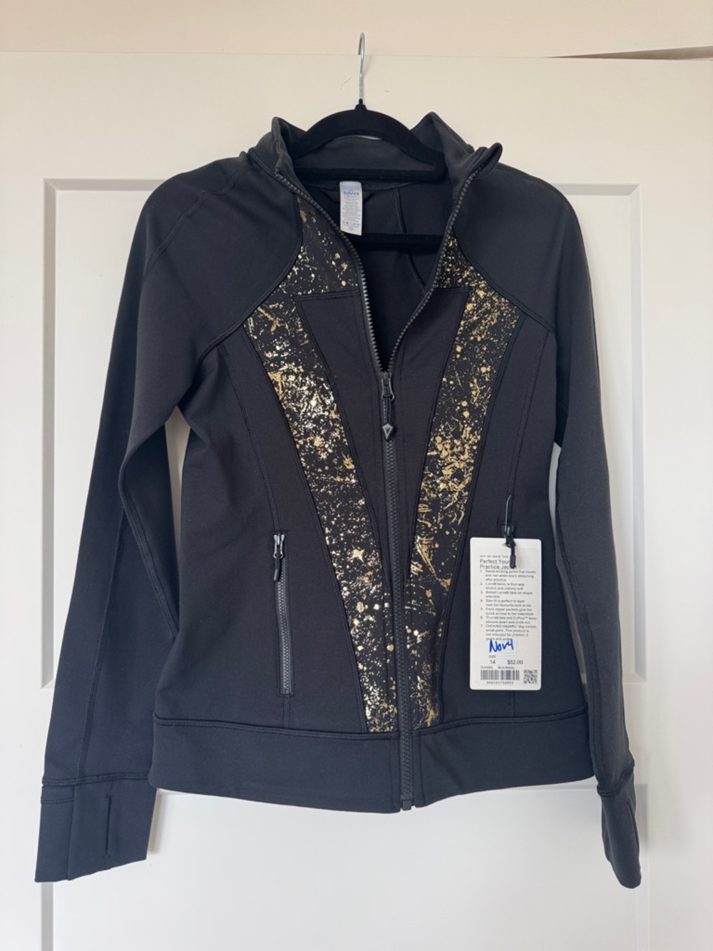 Ivivva Black Perfect Your Practice Jacket with Gold Speckle Panels
